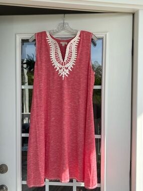 Max Studio Swing Dress with White Crochet Yoke
